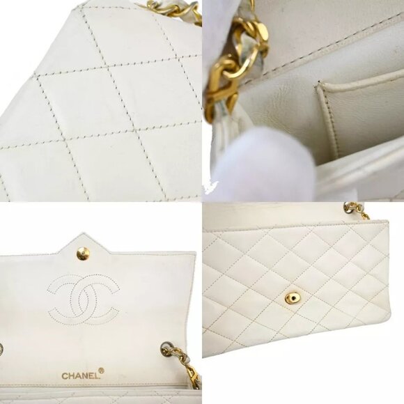 CHANEL CC Logo Matelasse Chain Shoulder Bag Leather White GHW - Picture 10 of 16